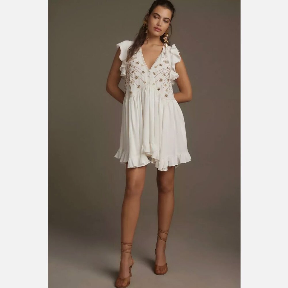 Brand New By Anthropologie V-Neck Sequin Deco Swing Dress